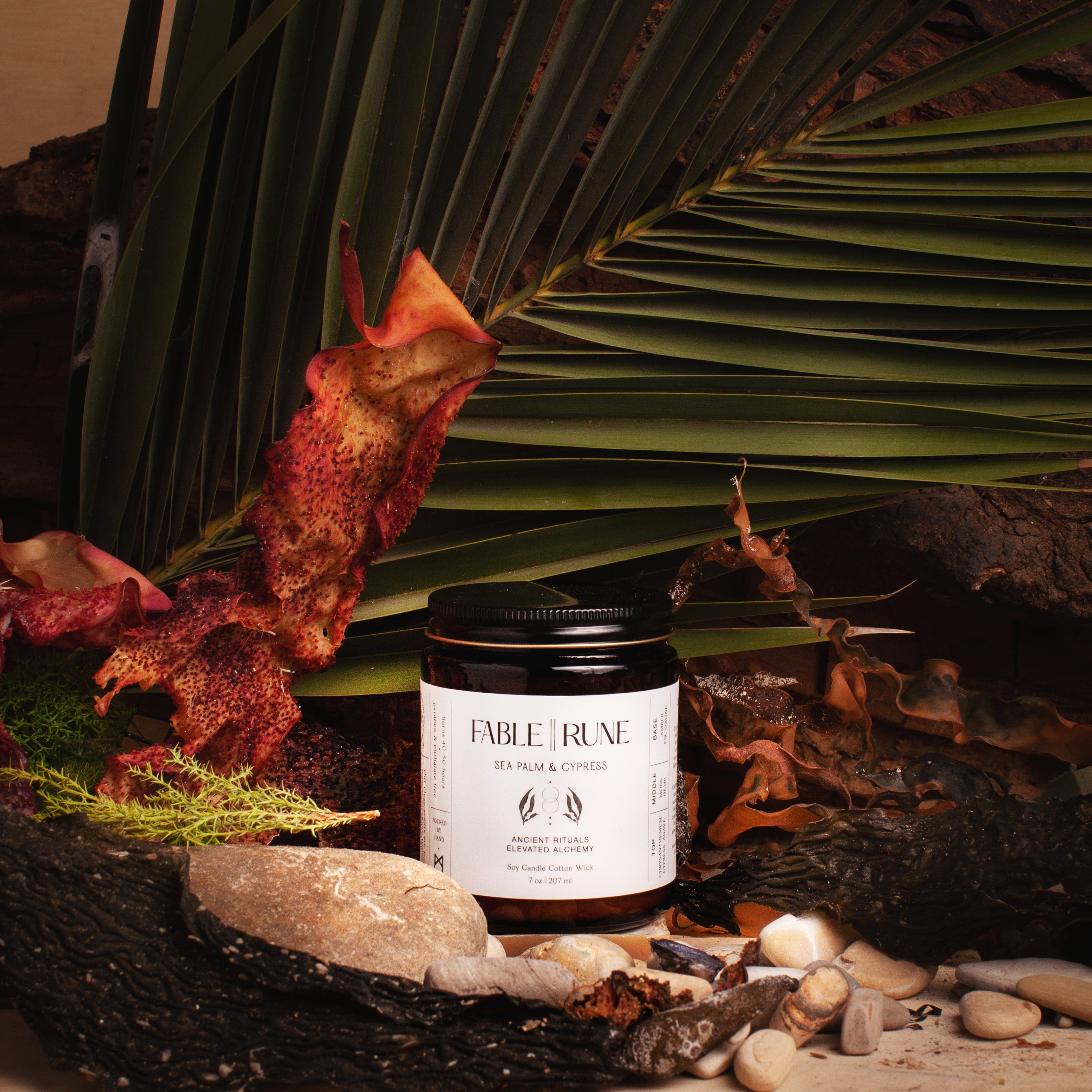 FABLERUNE Candle 8 oz SEA PALM &amp; CYPRESS CANDLE